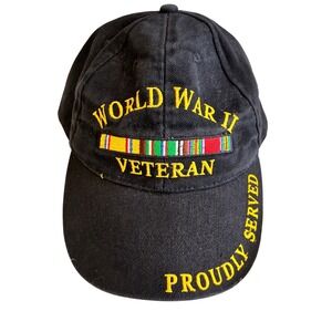 Eagle Emblems World War II Veteran Hat Black Cotton Embroidered Proudly Served